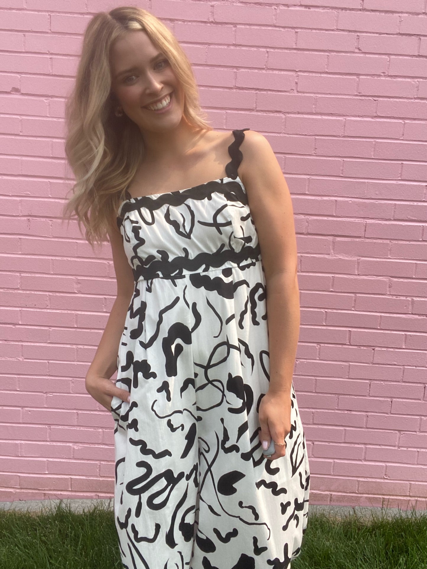 Wide Leg Black & White Jumpsuit