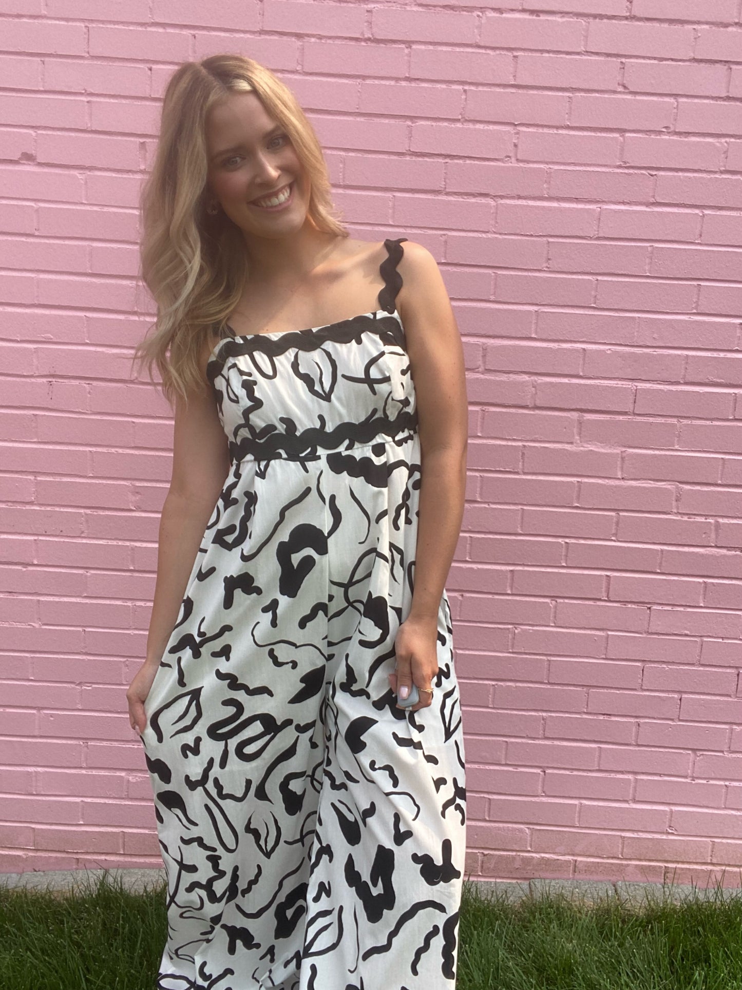 Wide Leg Black & White Jumpsuit
