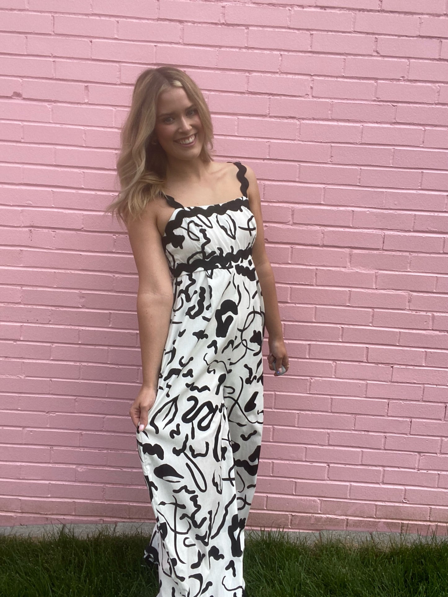 Wide Leg Black & White Jumpsuit