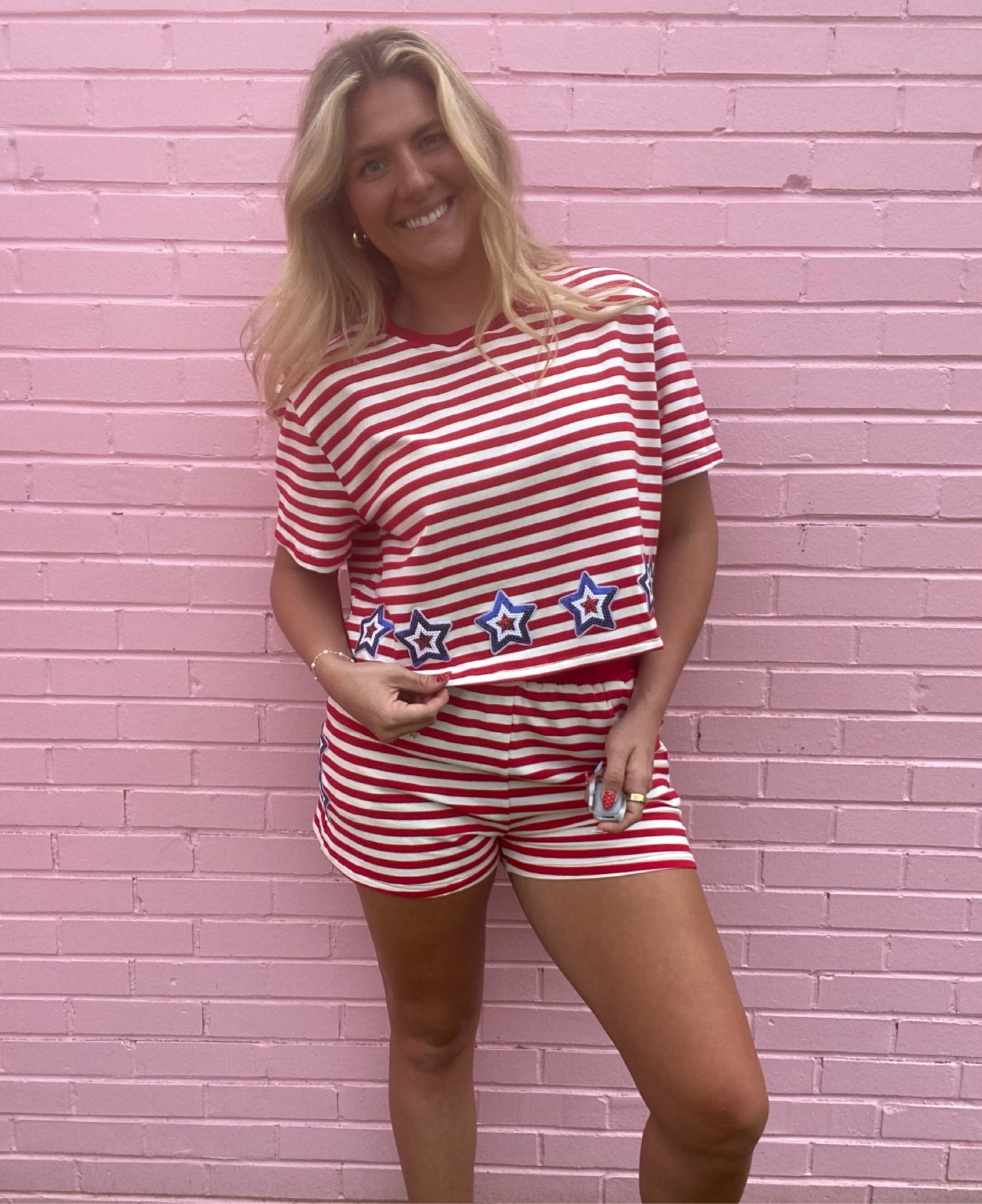 Red and White Stripe Set w/ Star Detail