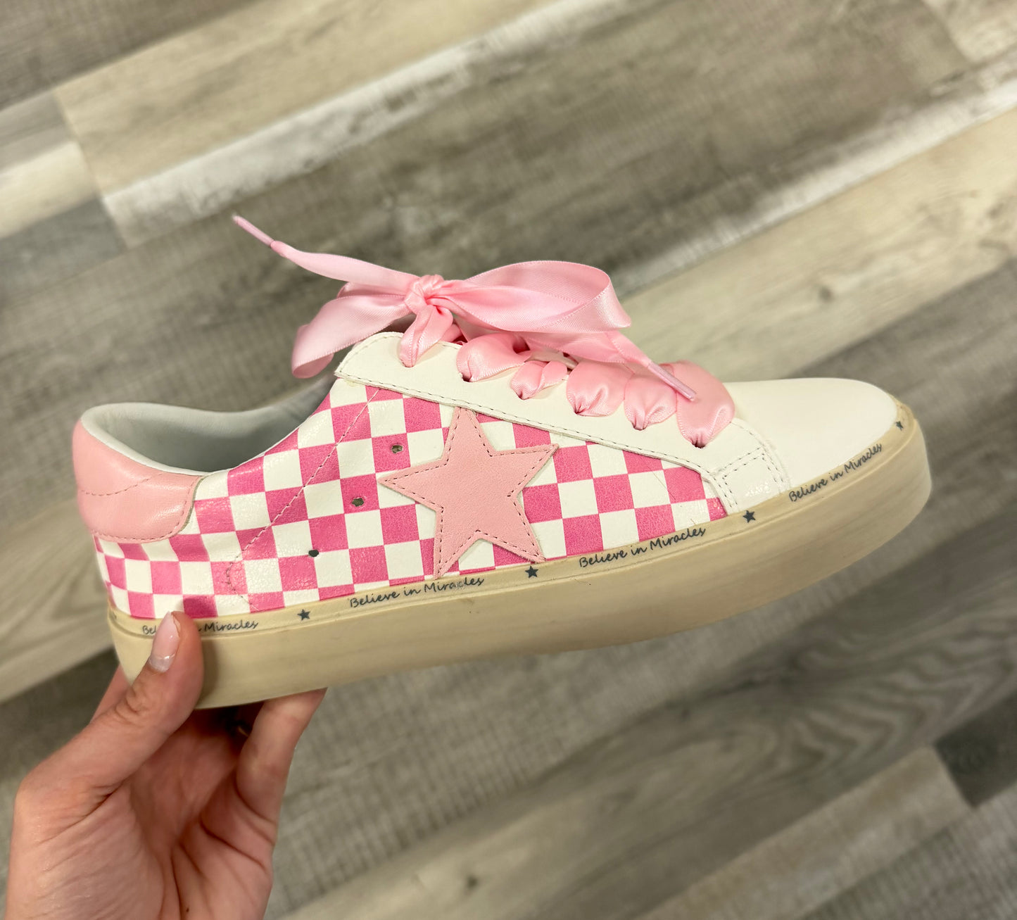 Pink Checkered Sneakers