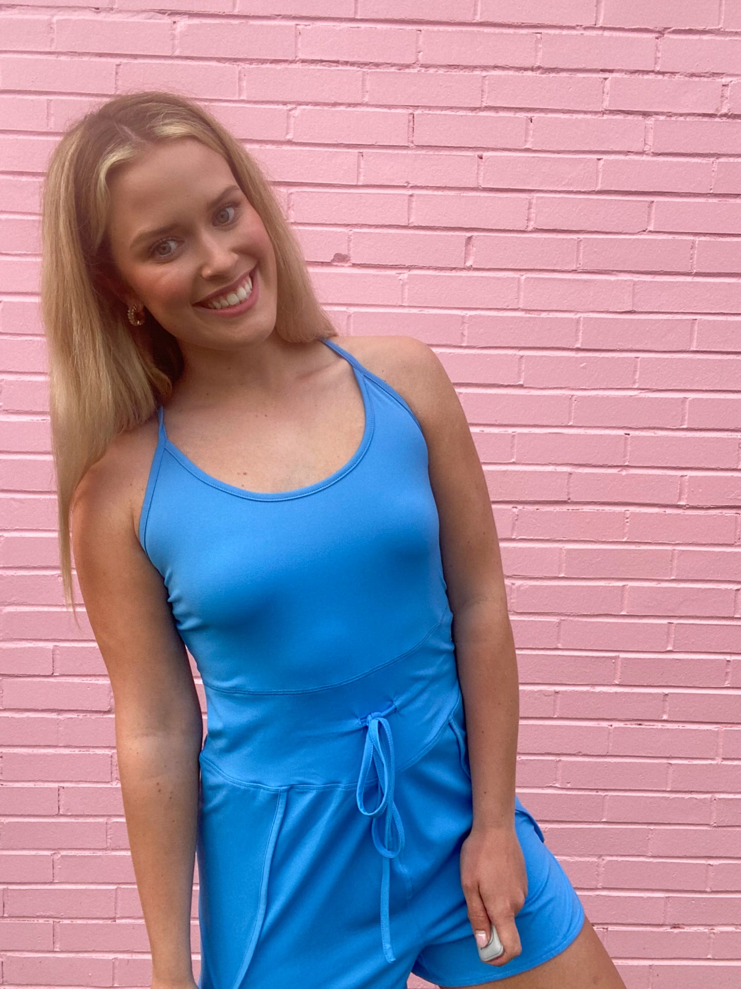 Blue Athletic Romper w/ Adjustable Straps