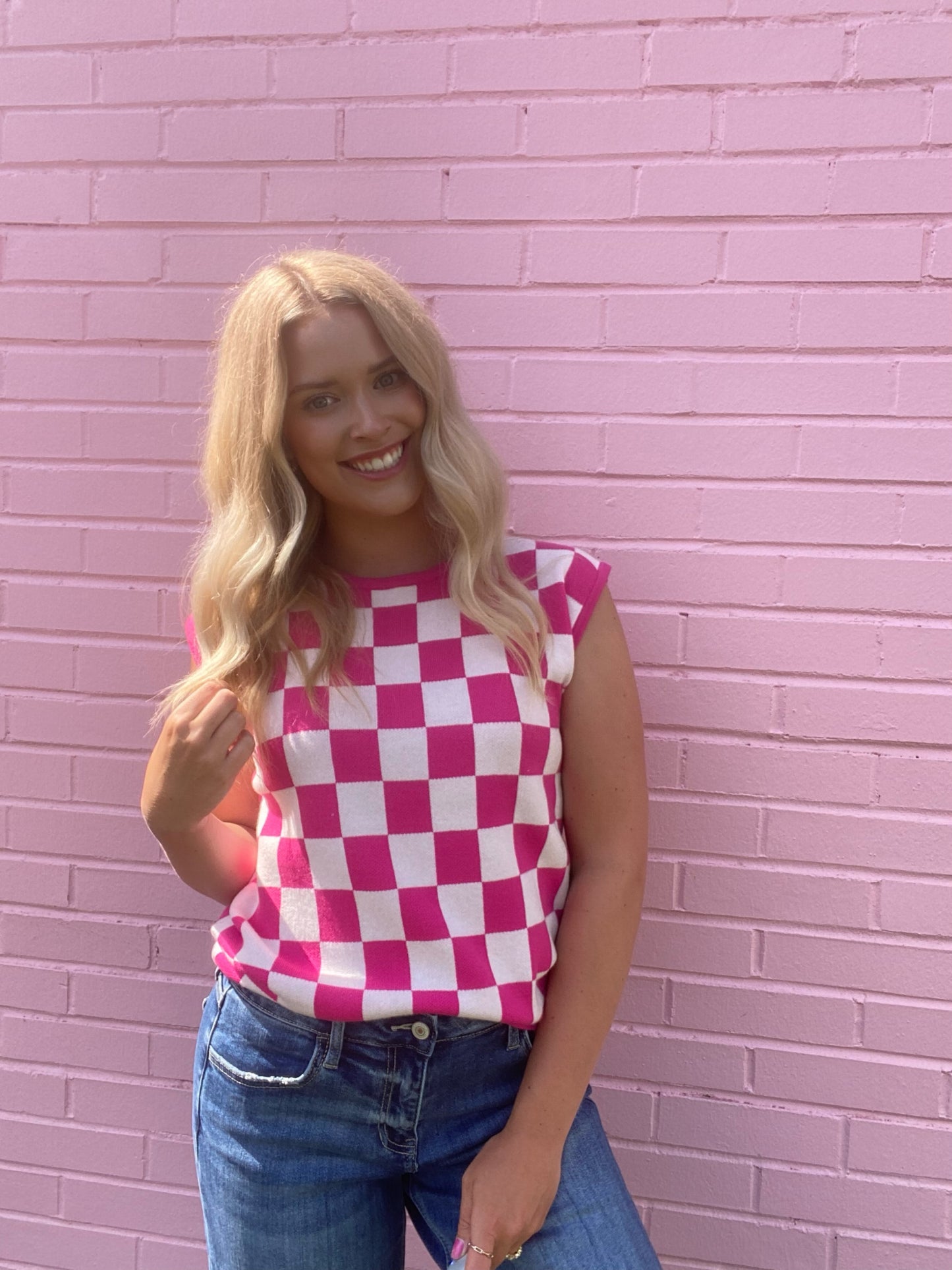 Hot Pink Checkered Top