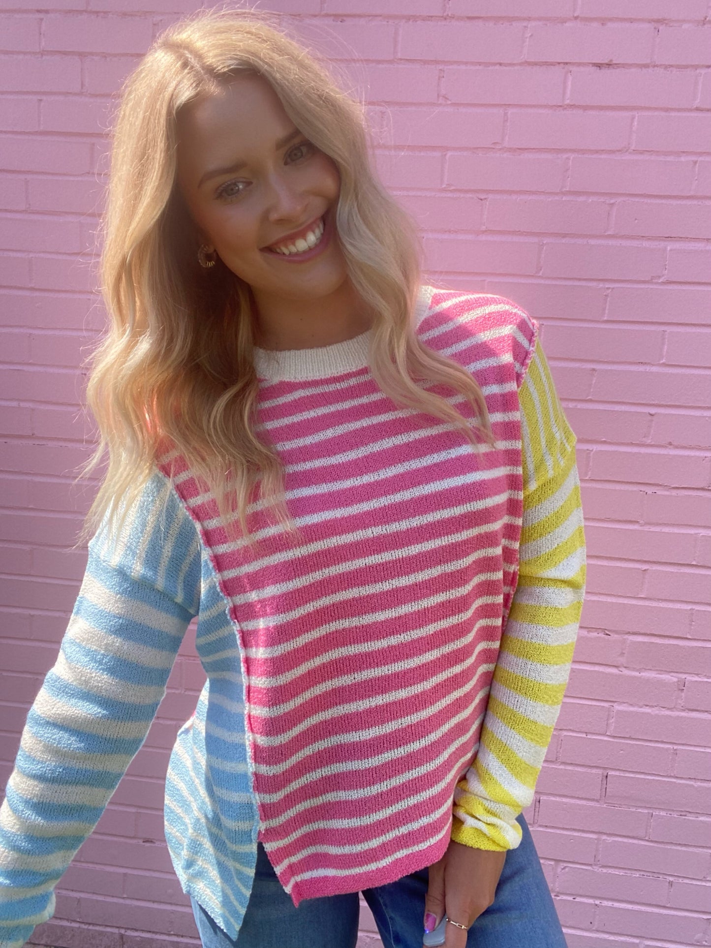 Multicolor Stripe Color Block Sweater