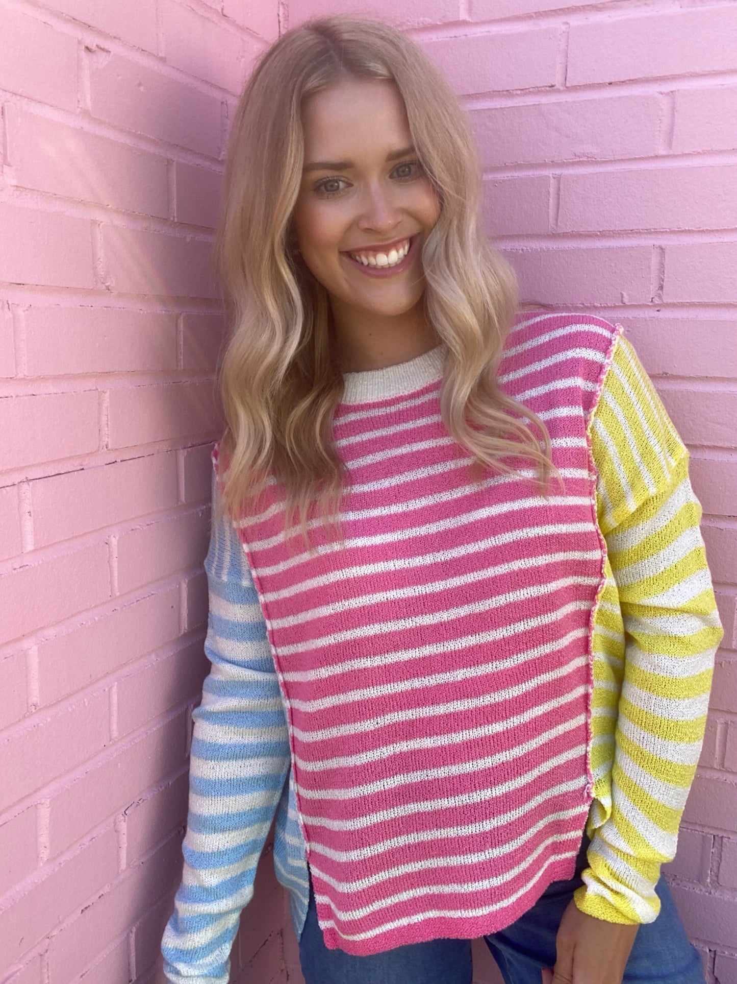 Multicolor Stripe Color Block Sweater