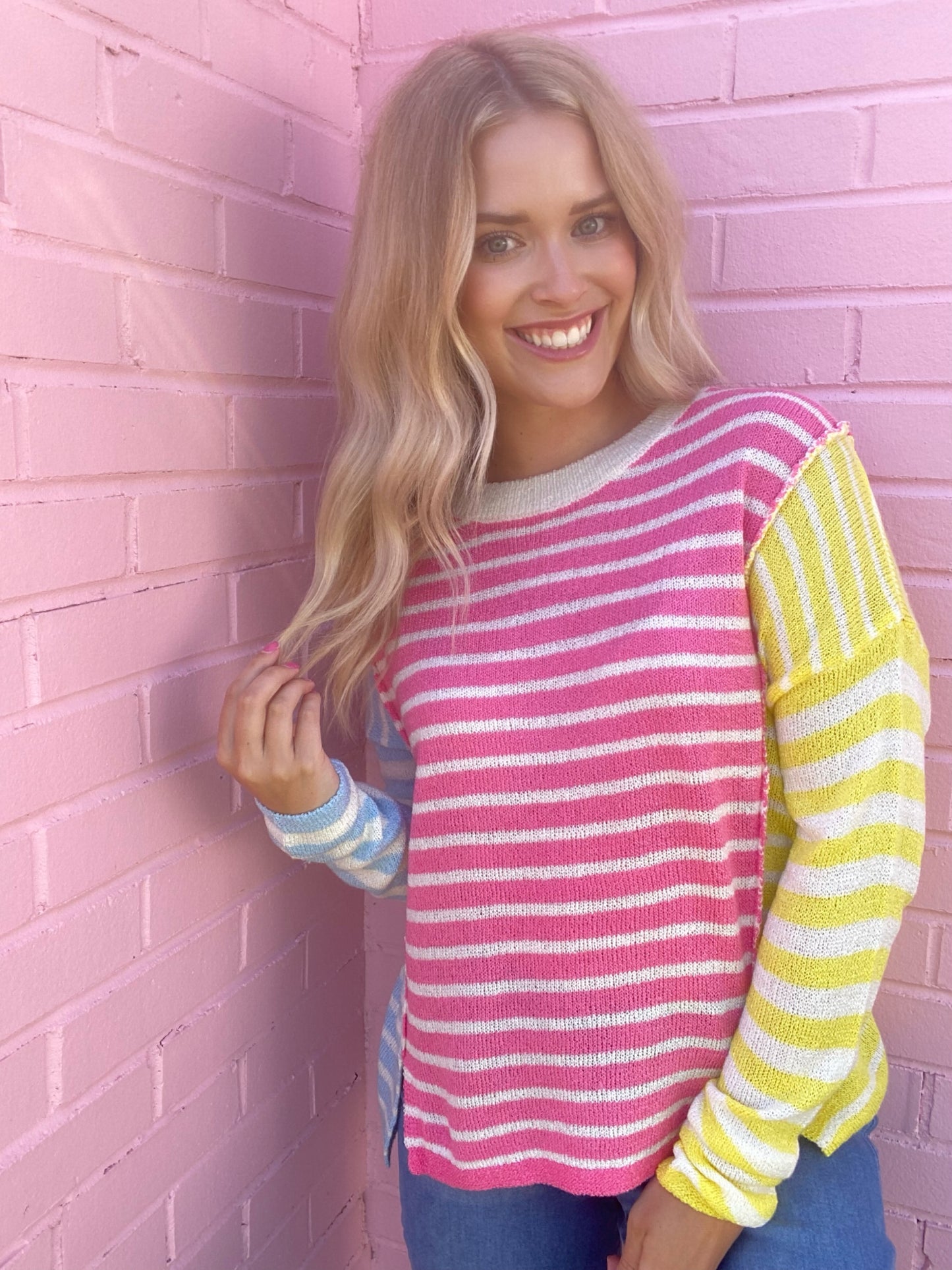 Multicolor Stripe Color Block Sweater