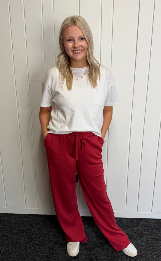 Elastic Waist Straight Leg Pants