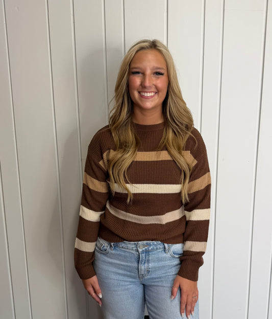 Brown Multi Stripe Sweater
