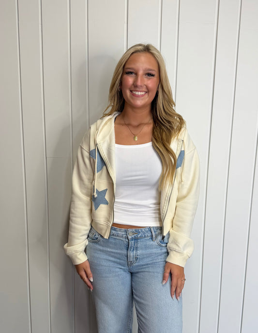 Star Patch Zip-up Hoodie