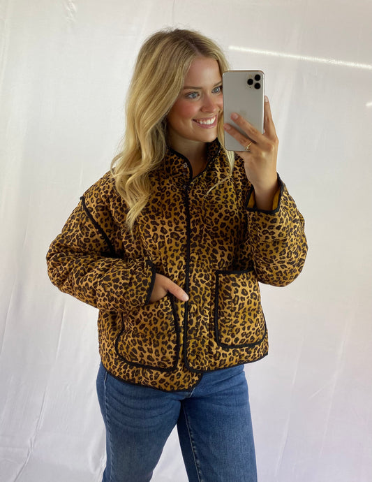 Leopard Quilted Puffer Jacket