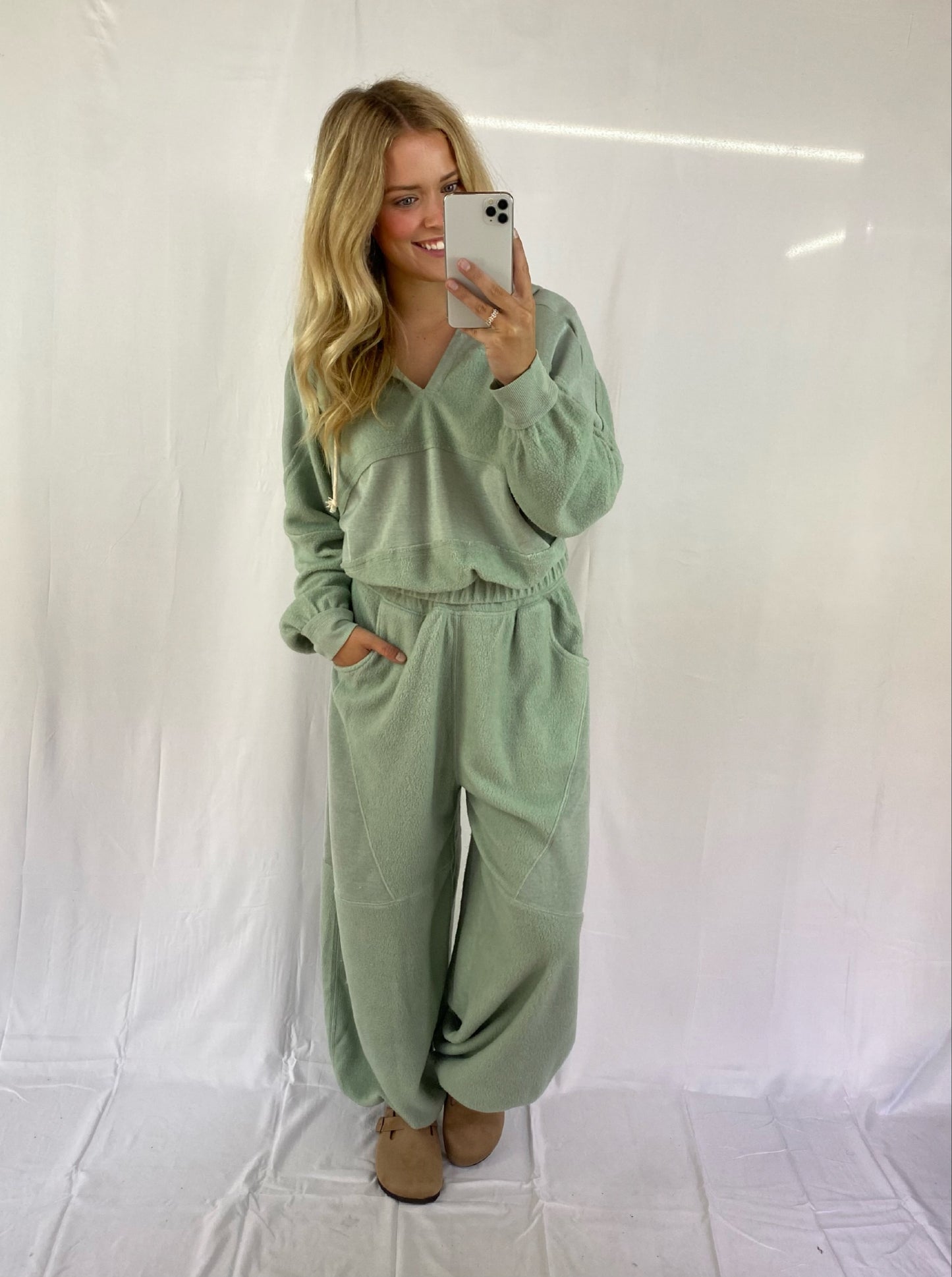 Sage Green Sherpa Jogger Set