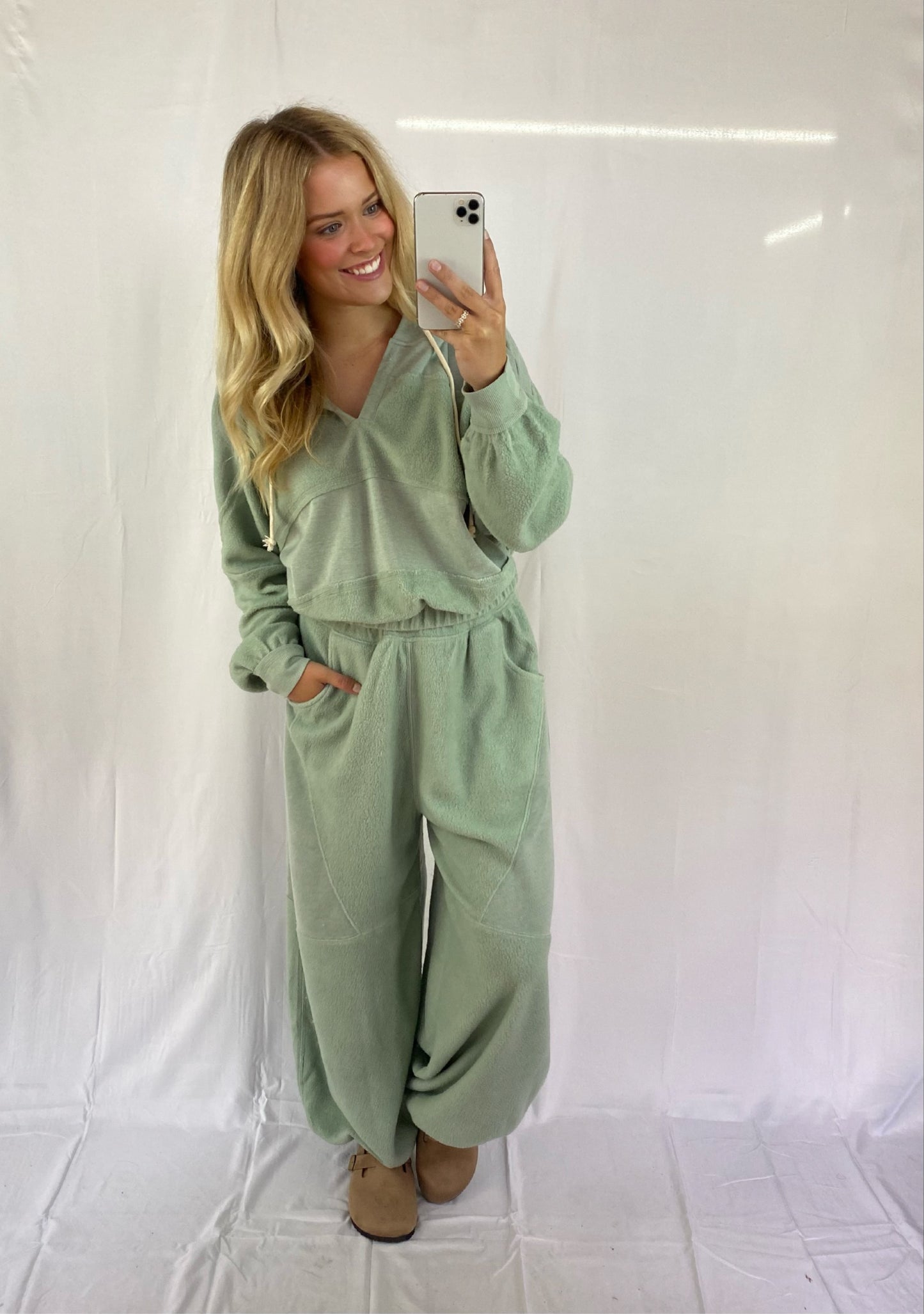Sage Green Sherpa Jogger Set