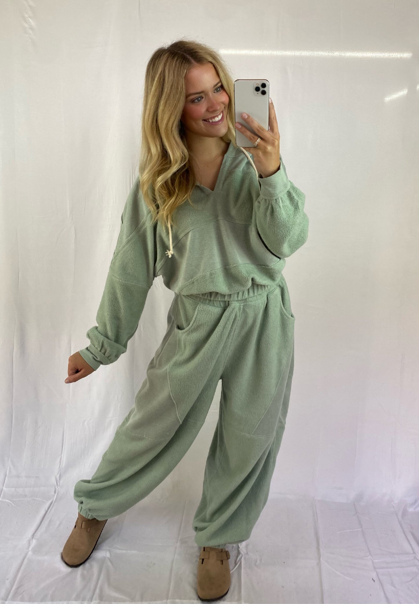 Sage Green Sherpa Jogger Set
