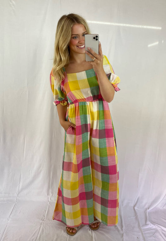Multi Color Checkered Jumpsuit