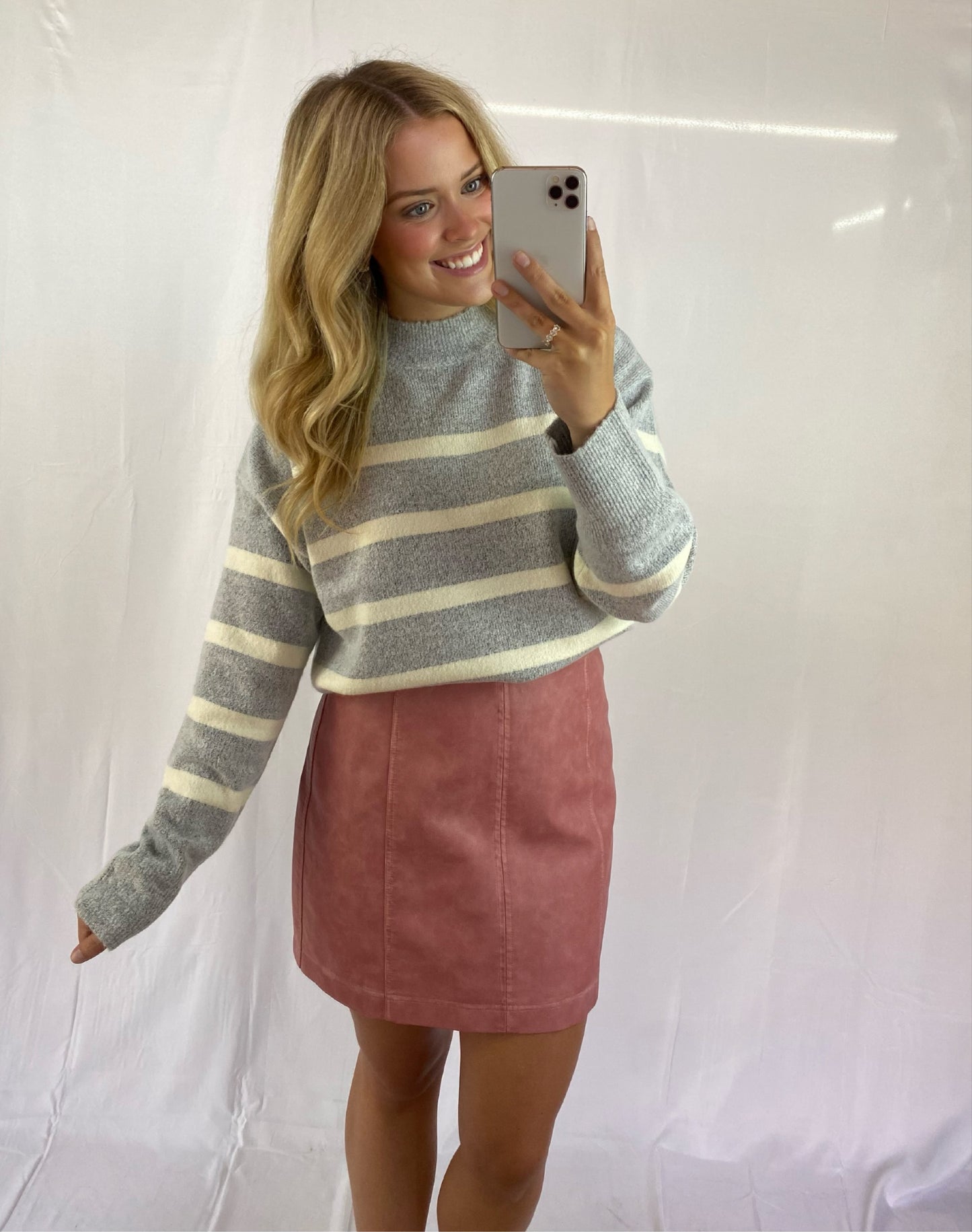 Gray and Cream Stripe Sweater