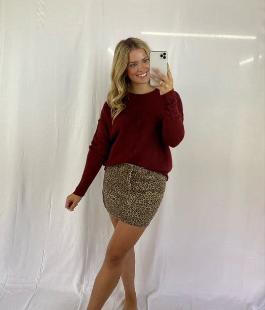 Burgundy Solid Sweater