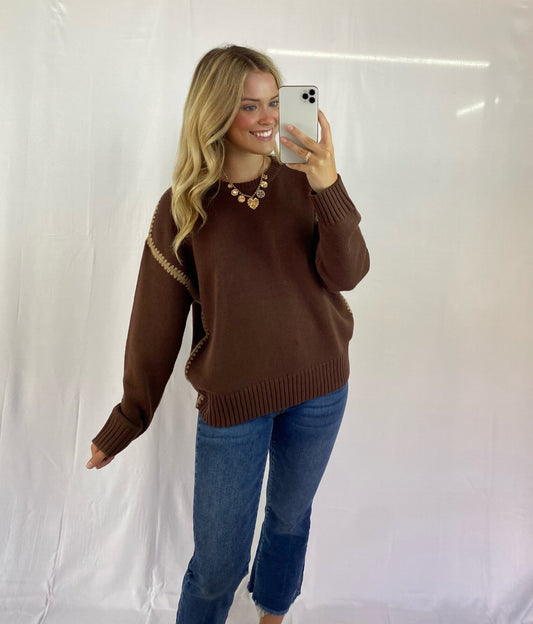 Chocolate Two-Tone Sweater