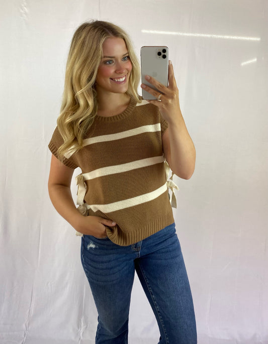 Stripe Sweater with Tie Detail