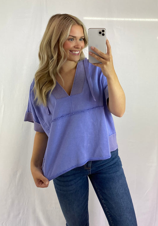 Deep V Hooded Pullover