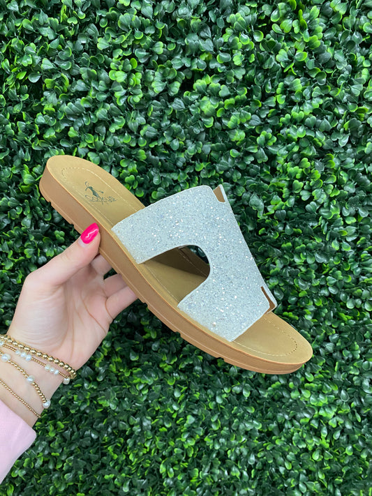 Corky White Chunky Glitter Sandal