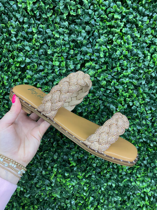 Corky Champagne Rhinestone Sandal