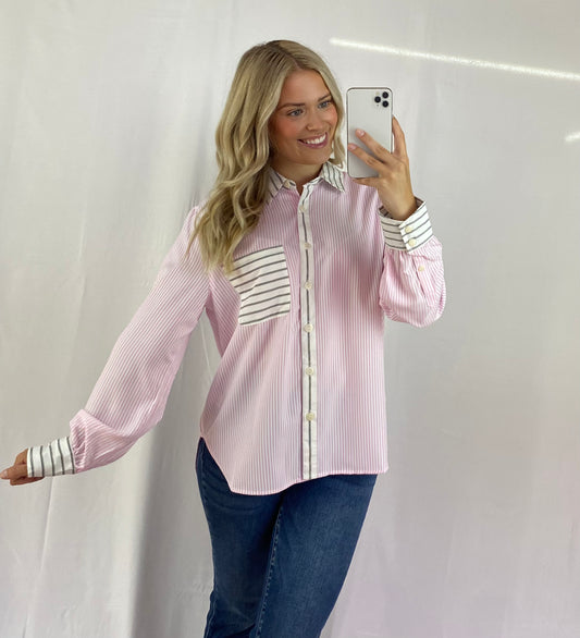 Pink Stripe Button-Down