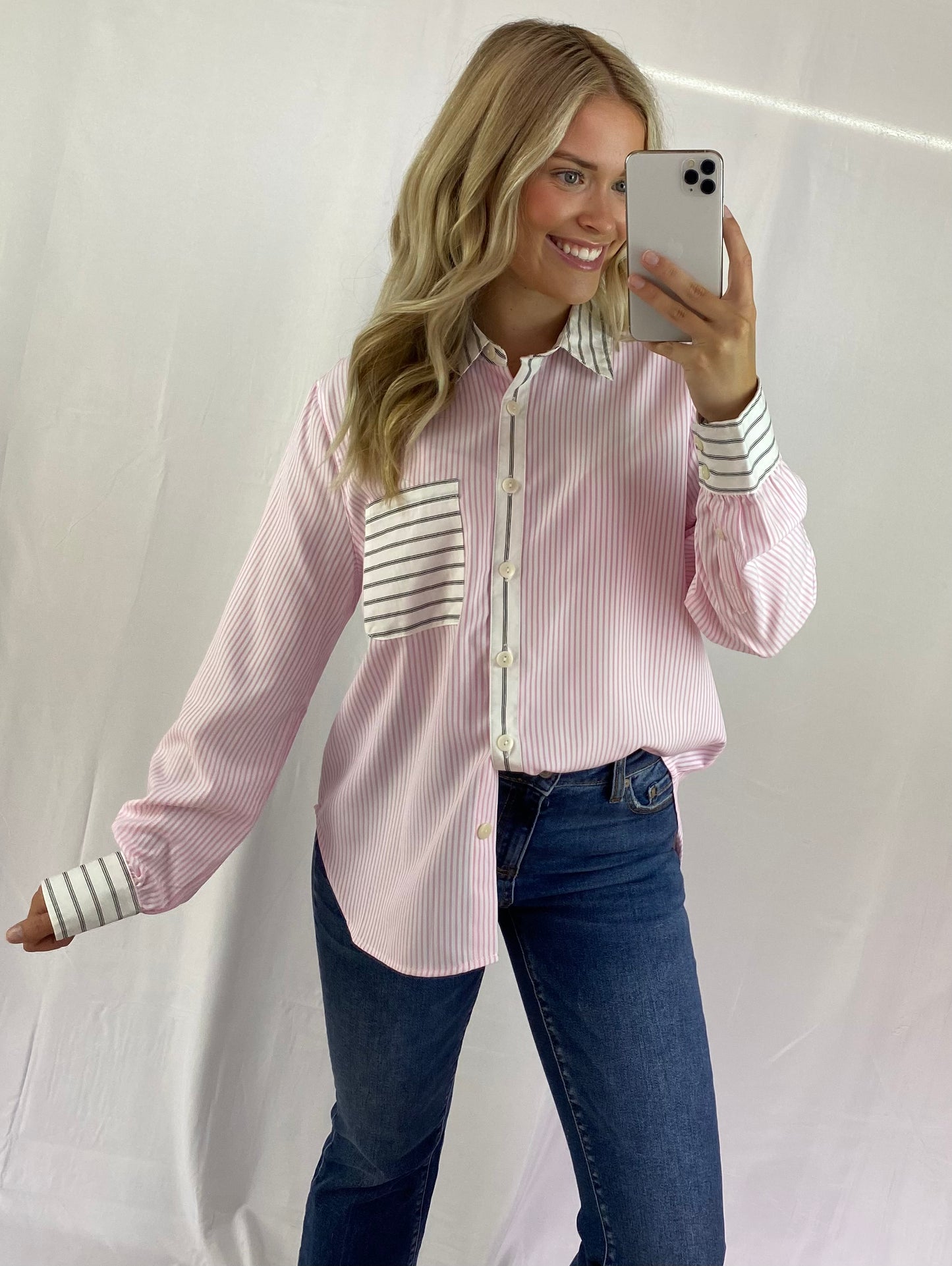 Pink Stripe Button-Down
