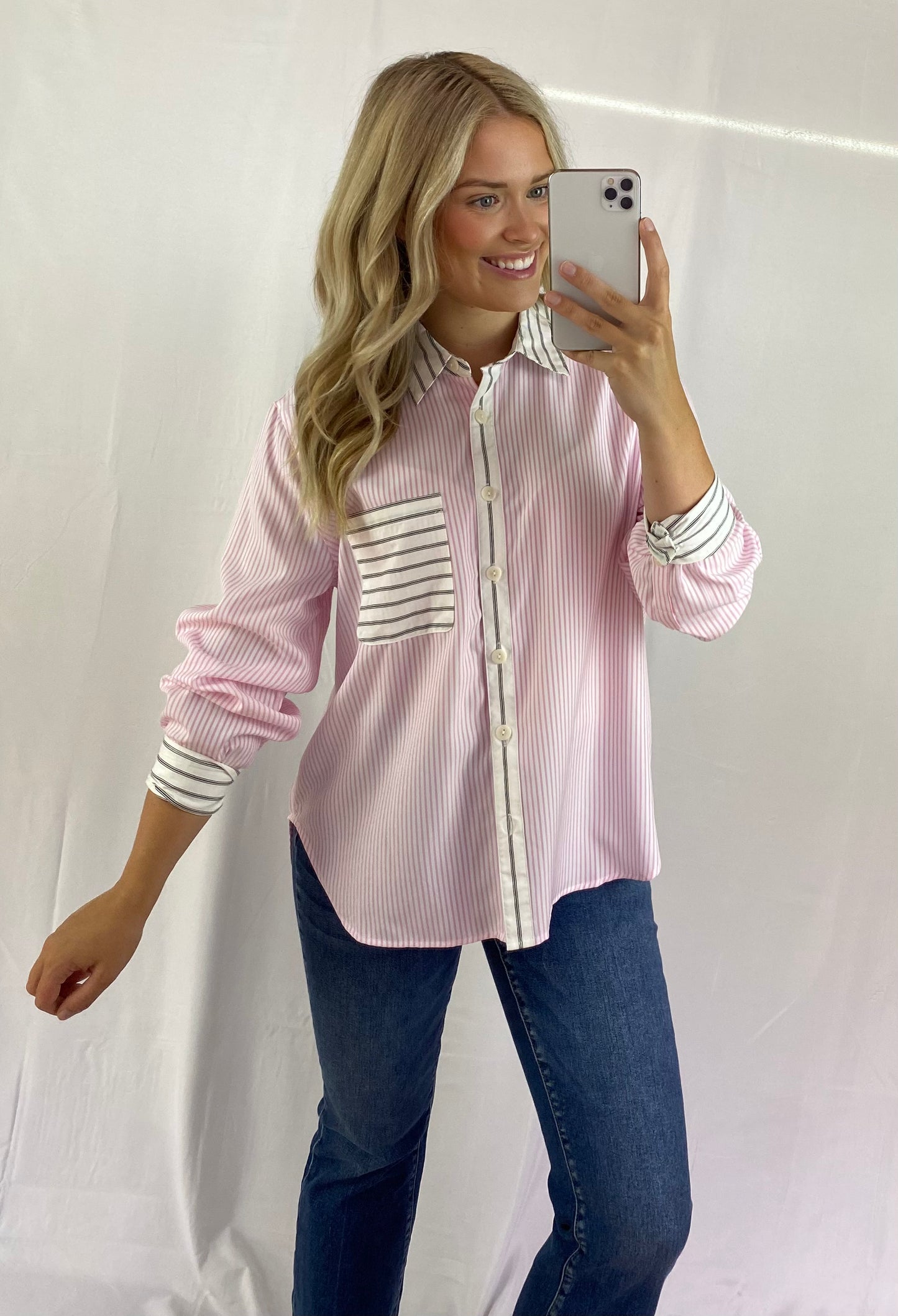 Pink Stripe Button-Down