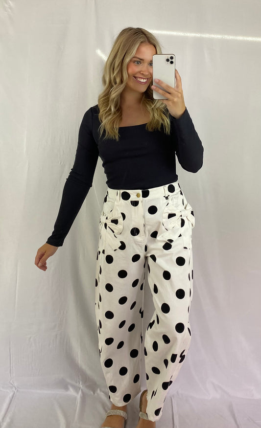 Polkadot Printed Barrel Jeans