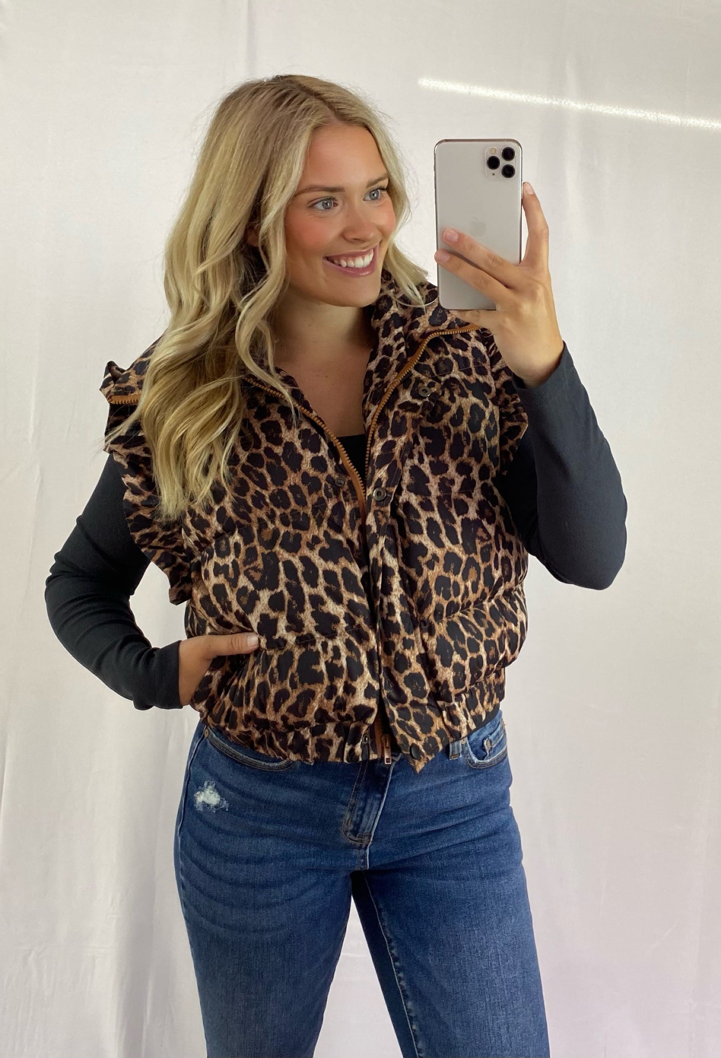 Leopard Print Puffer Vest