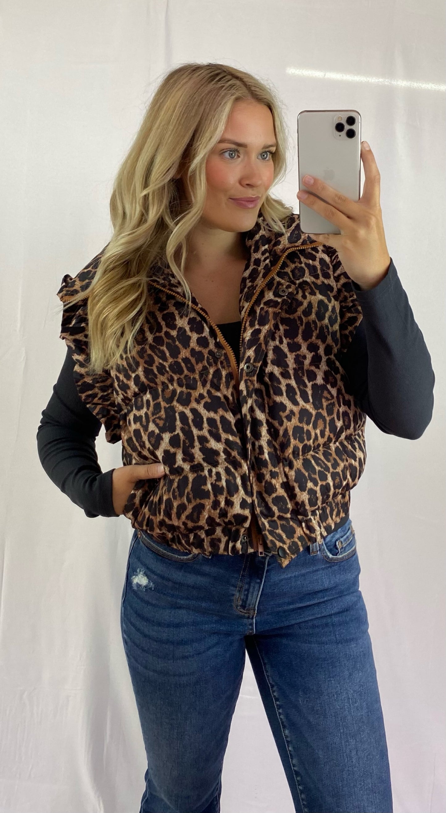 Leopard Print Puffer Vest