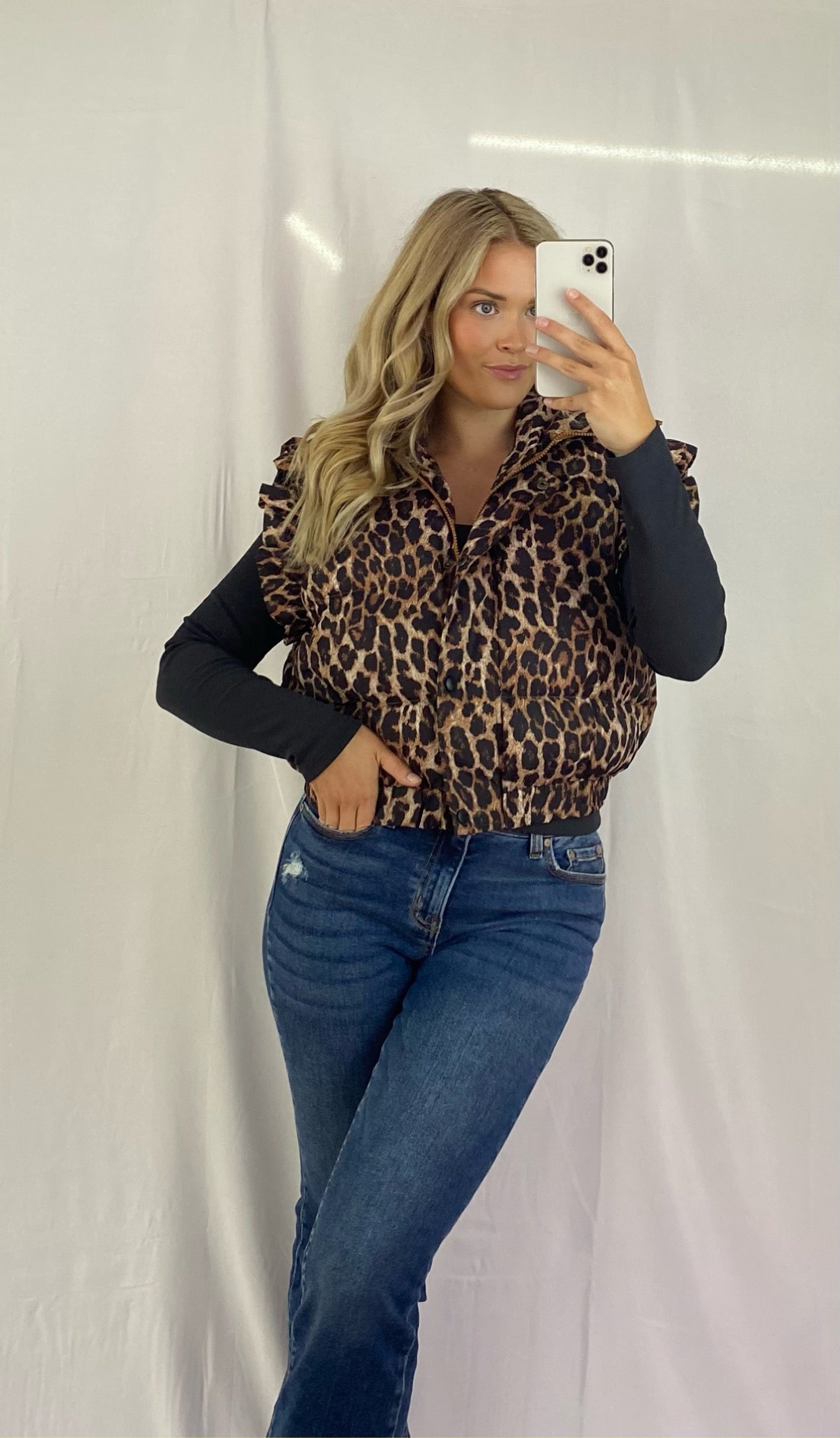 Leopard Print Puffer Vest