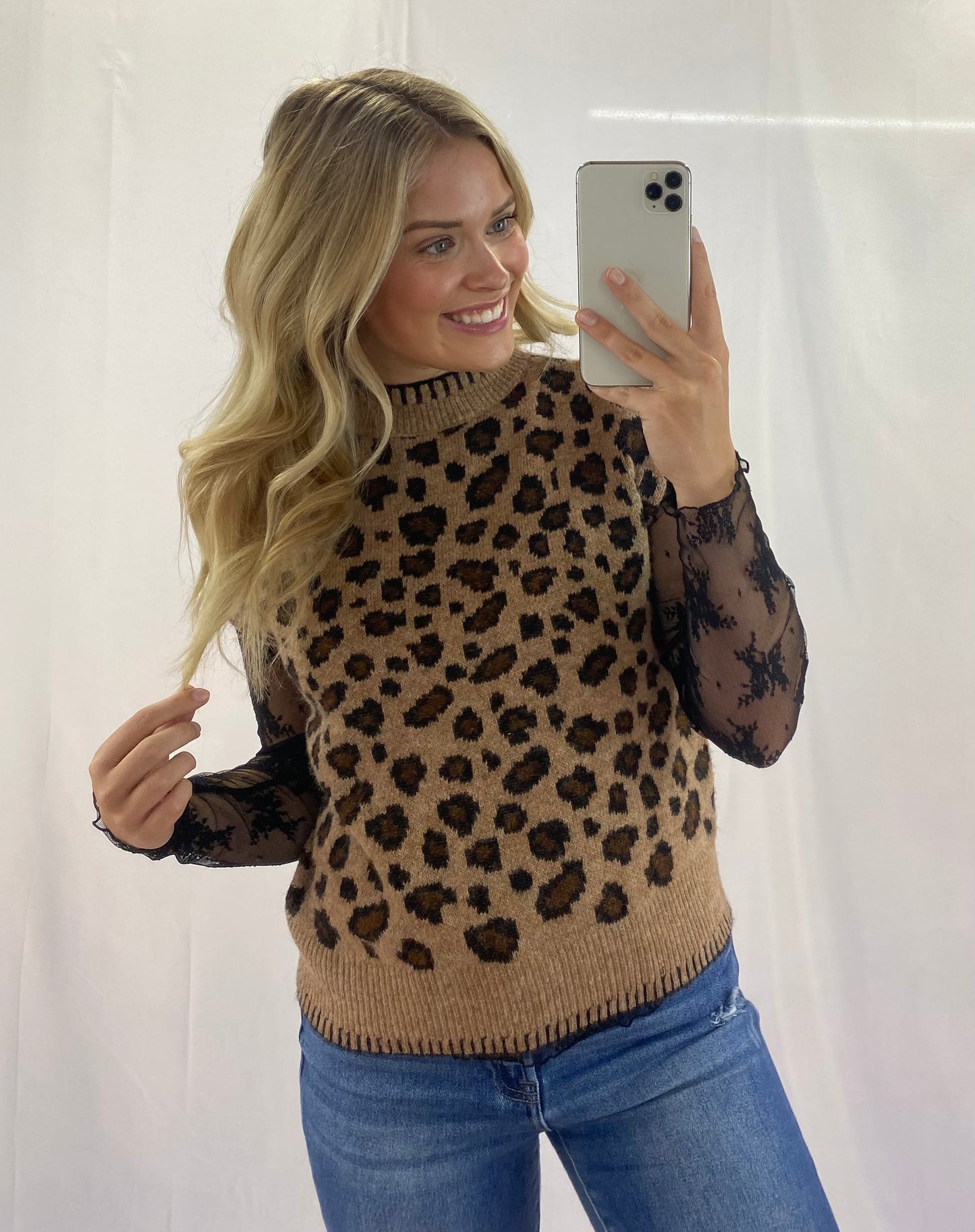 Leopard Print Cap Sleeve Sweater