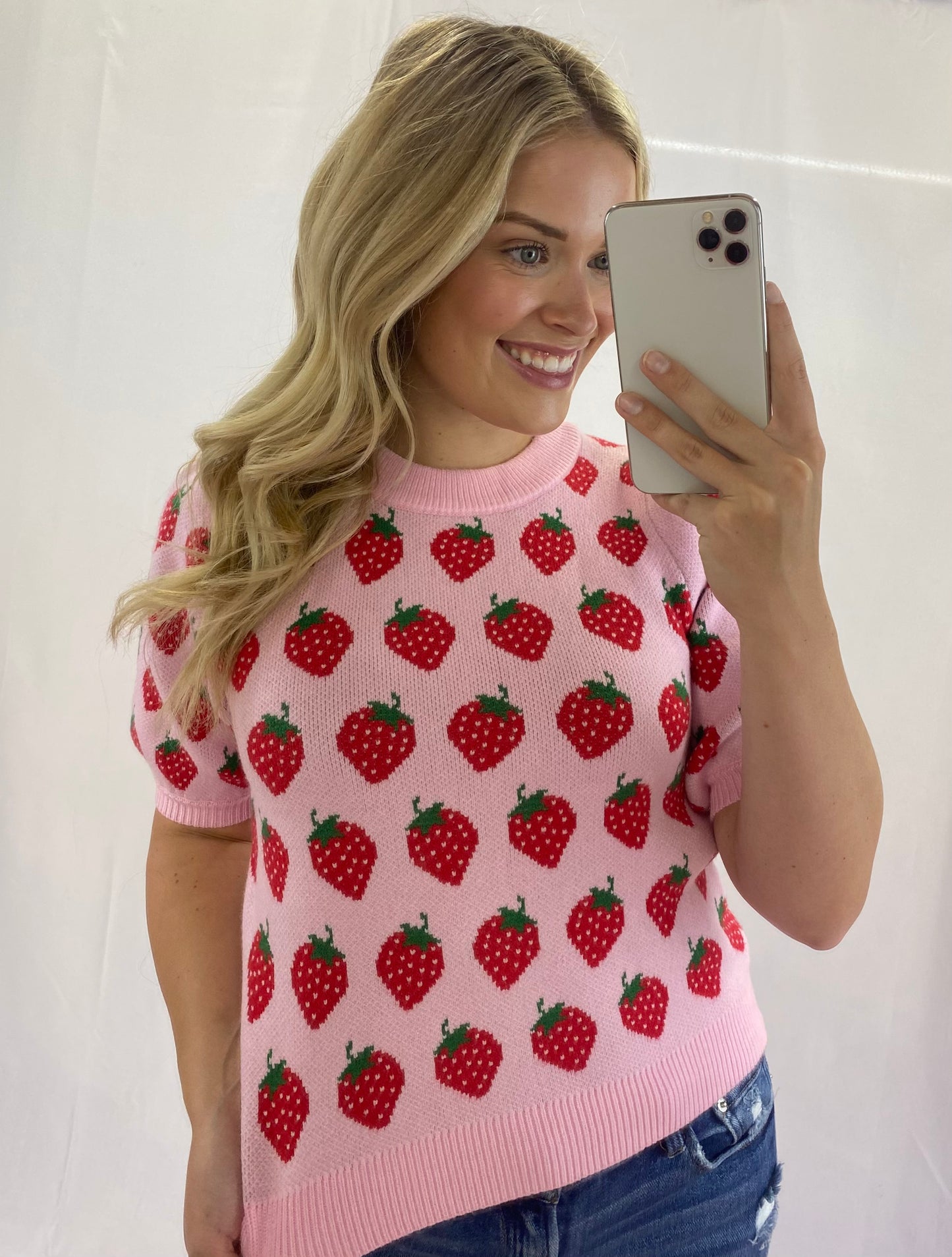 Strawberry Short Sleeve Sweater