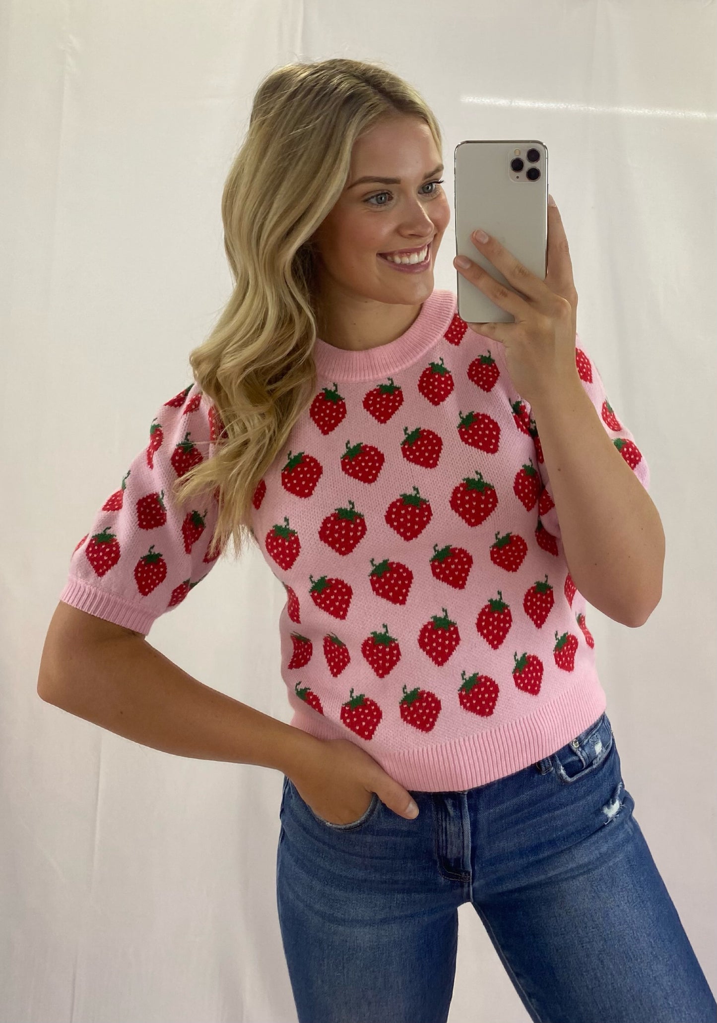 Strawberry Short Sleeve Sweater