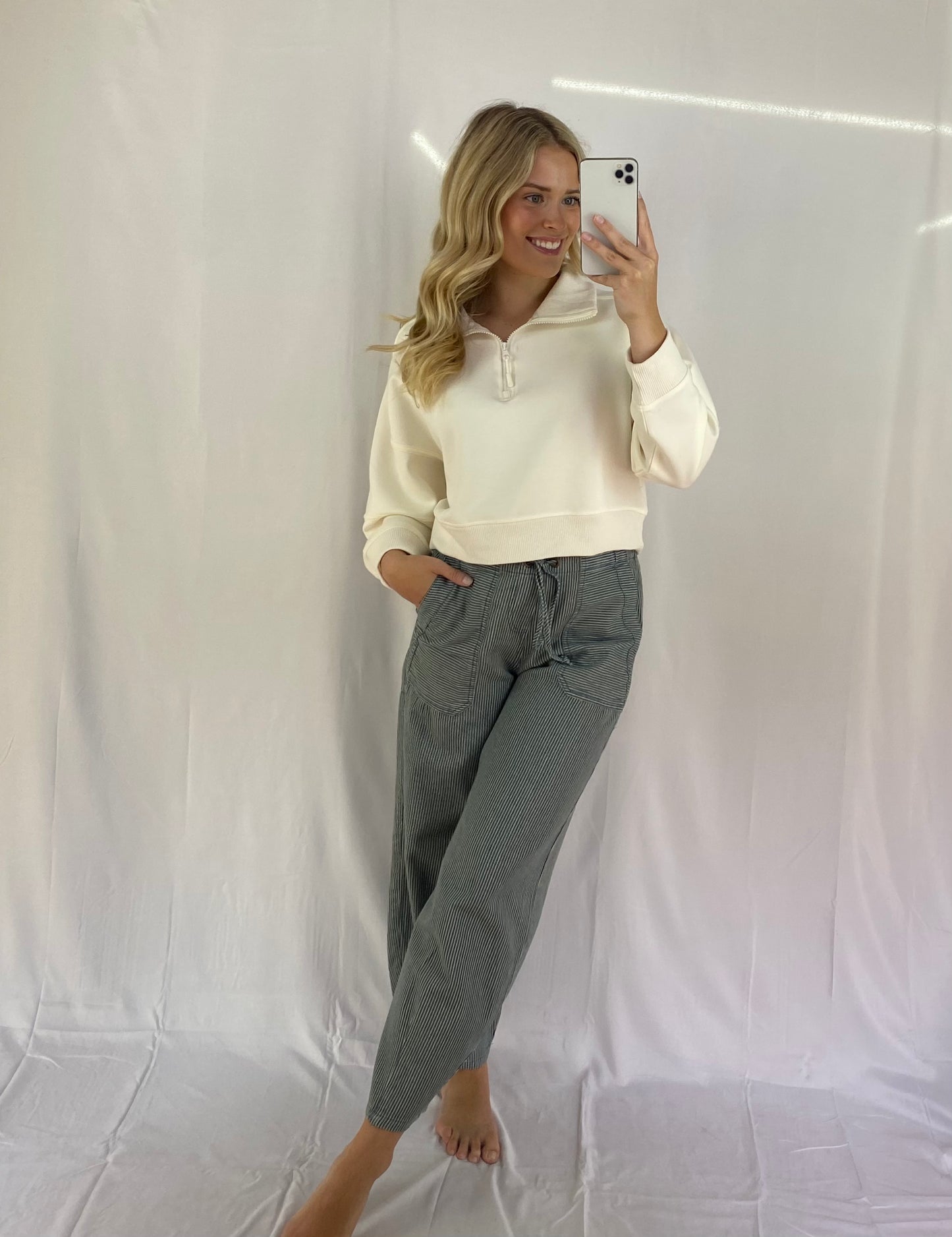 Denim Striped Parachute Pants