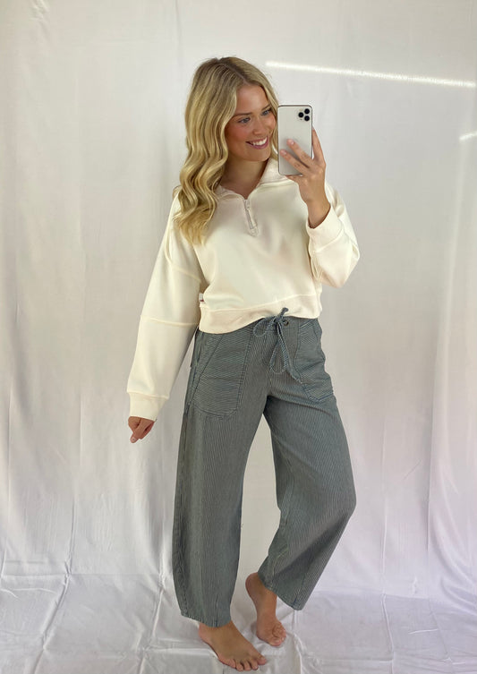 Denim Striped Parachute Pants