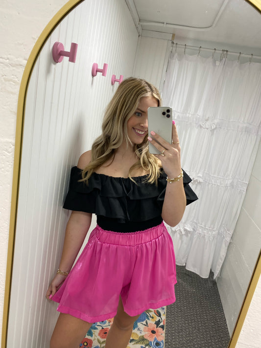 High Waisted Satin Shorts