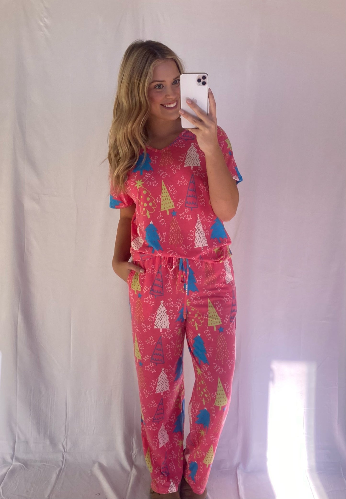 Pink Christmas Tree PJs