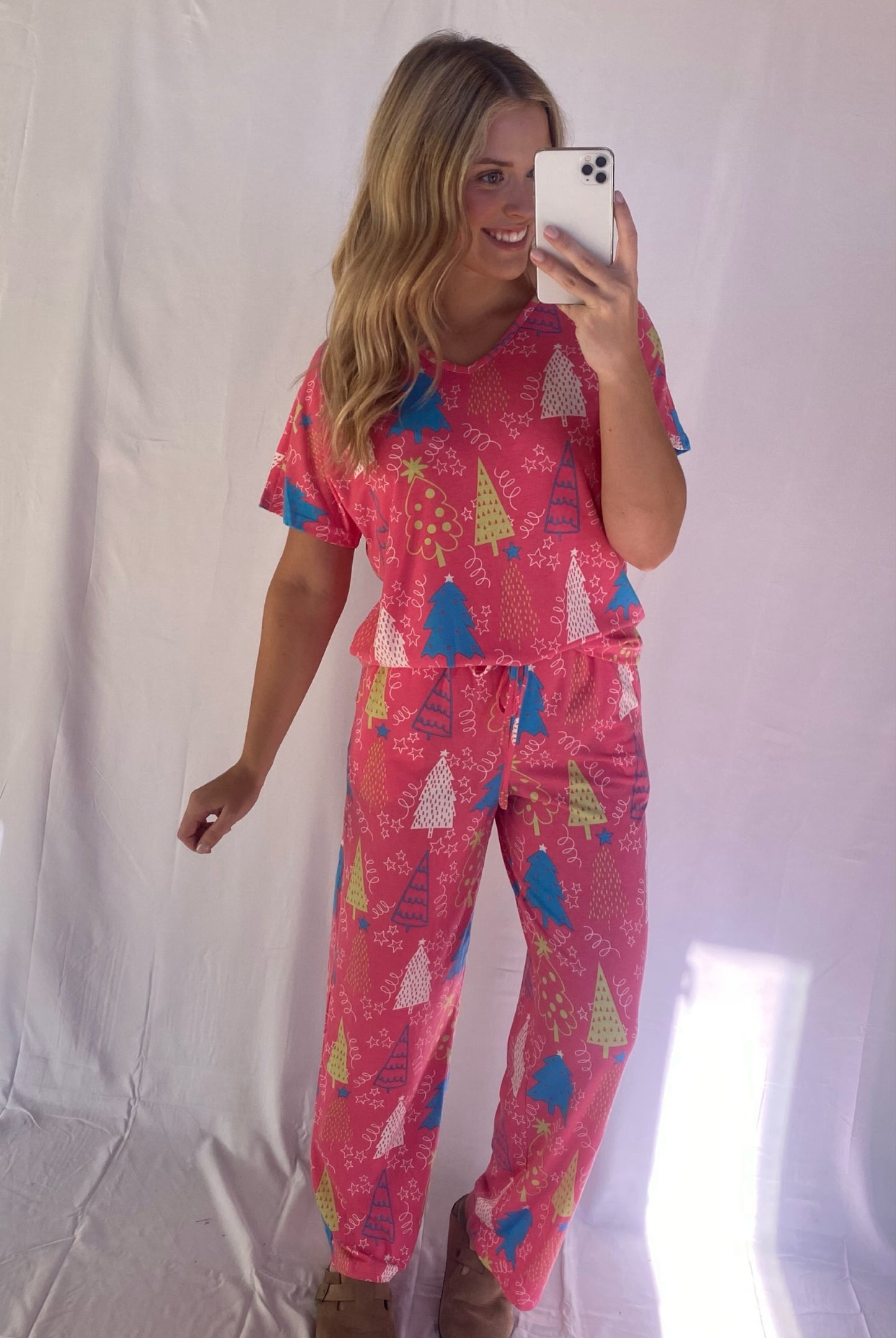 Pink Christmas Tree PJs