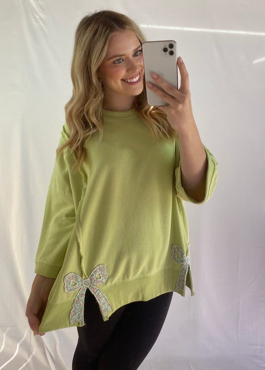 3/4 Sleeve Bow Detail Top