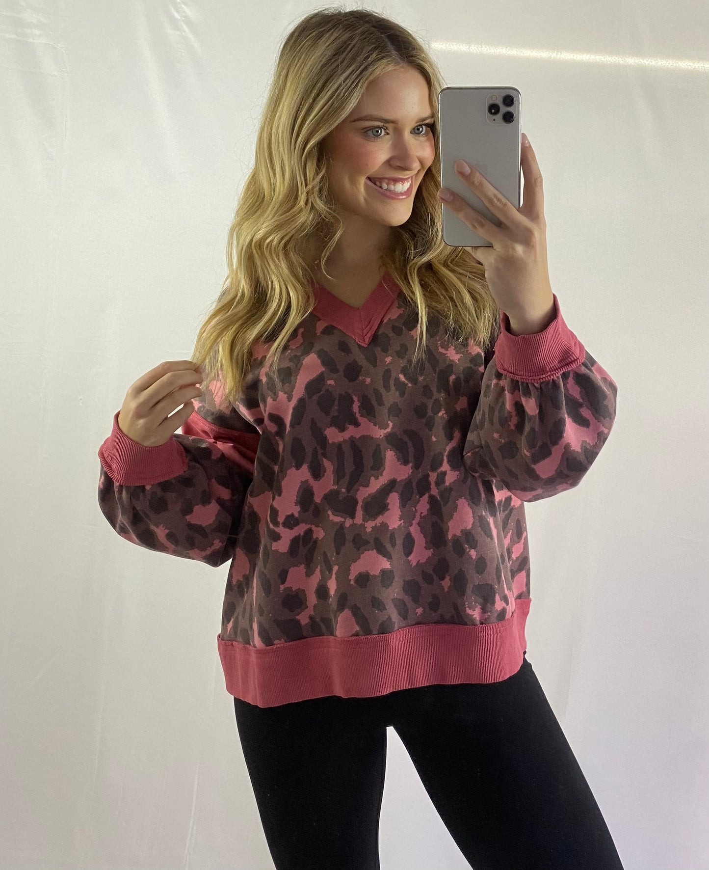 Leopard Print V Neck Patch
