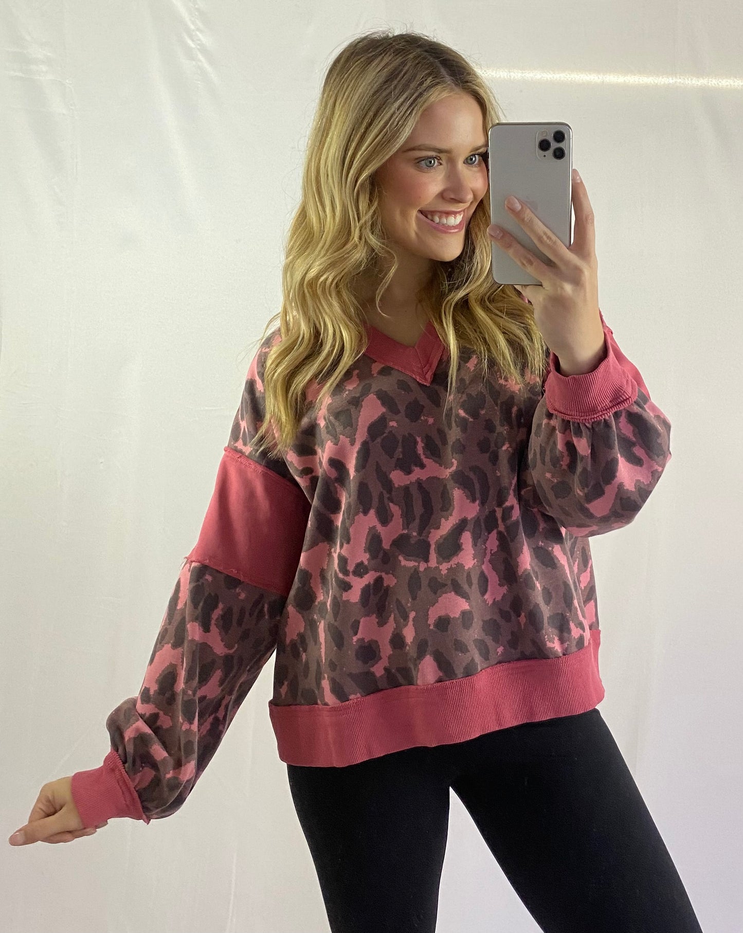 Leopard Print V Neck Patch