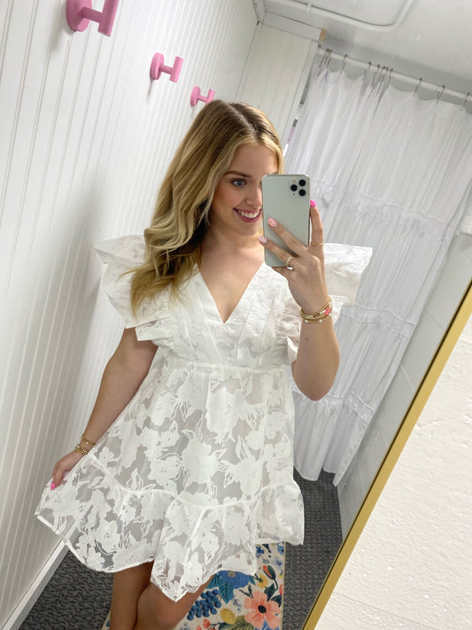 White Lace Up Dress
