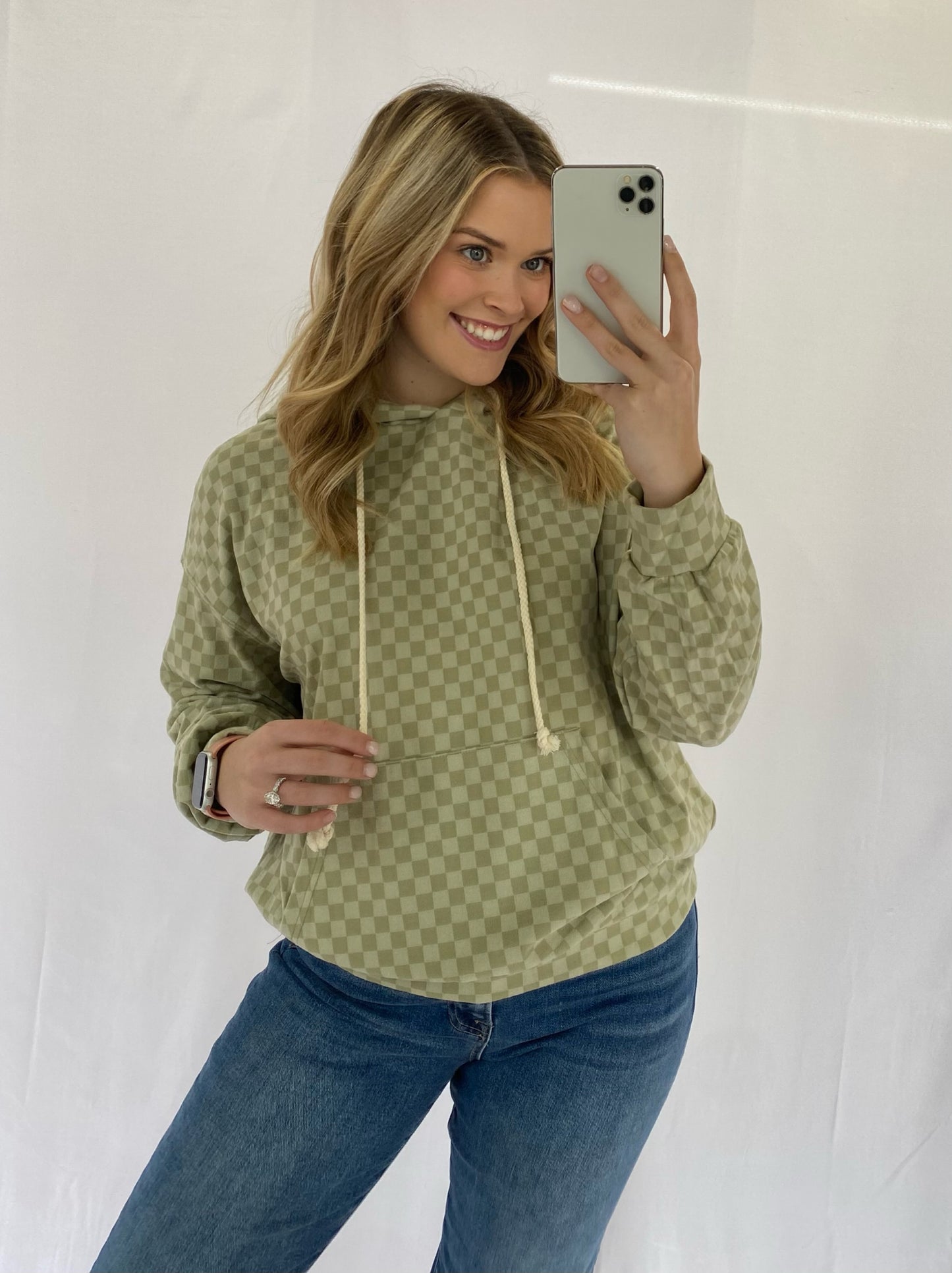 Green Checkered Hoodie
