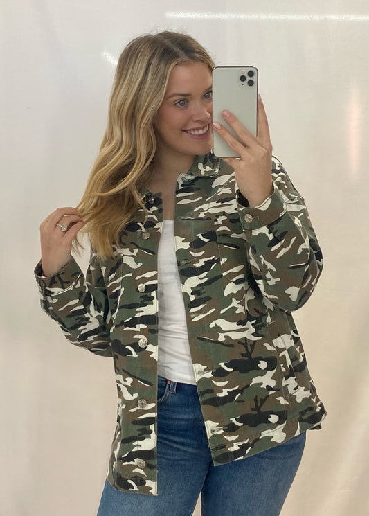 Green Camo Denim Jacket