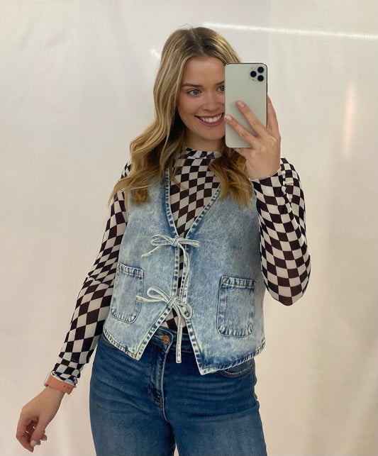 Black and White Checkered Top