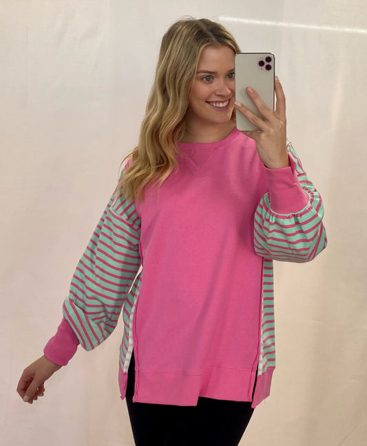 Pink Body w/ Teal Stripe Top