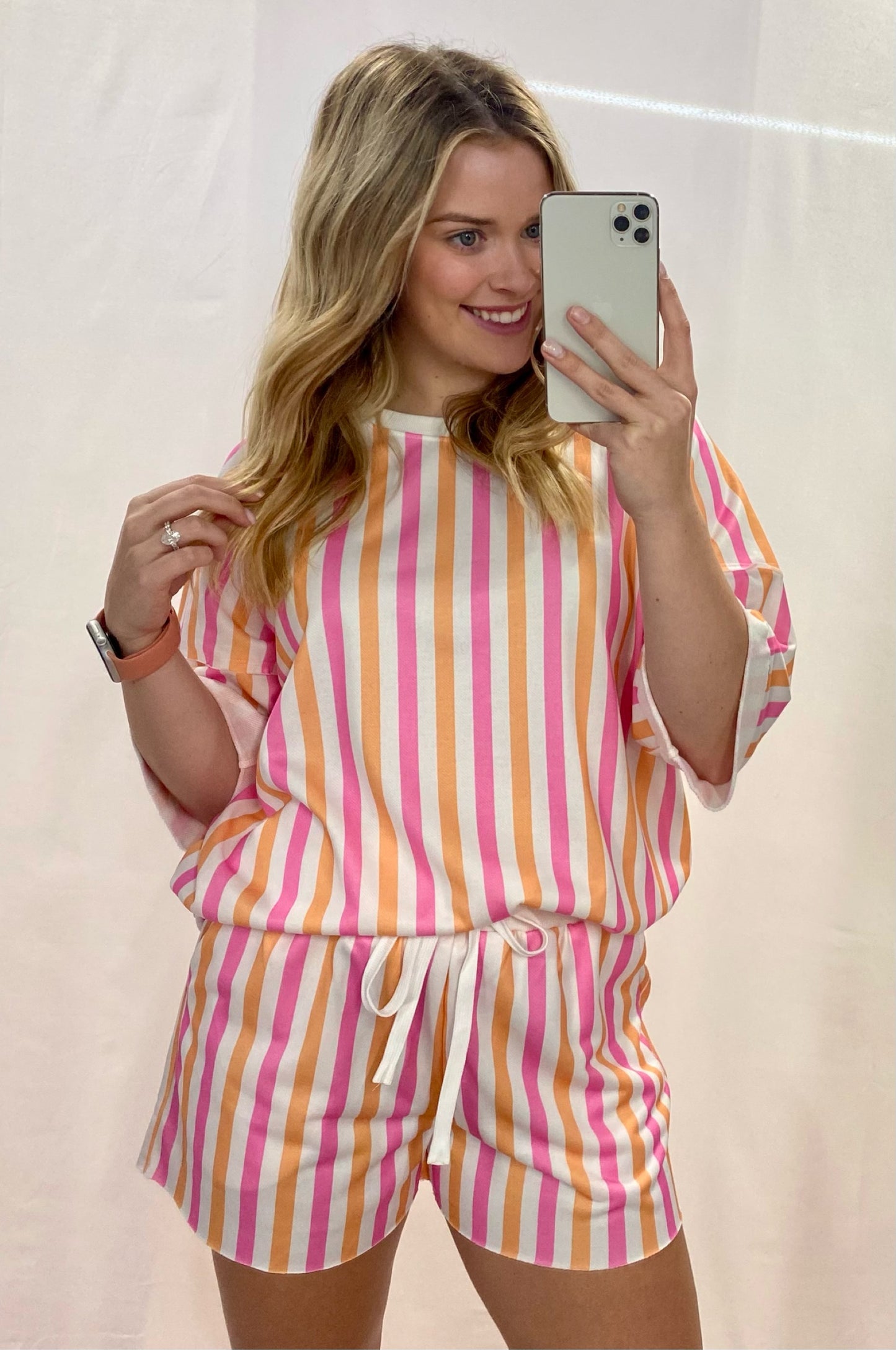 Pink and Orange Stripe Set