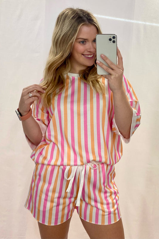 Pink and Orange Stripe Set